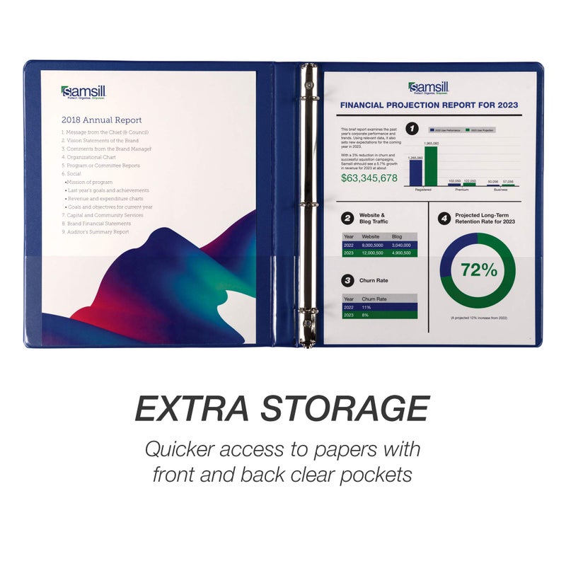 Samsill Durable .5 Inch Binder  Made in the USA  Round Ring Customizable Clear View Binder  Blue  8 Pack (MP88412) - Image 5